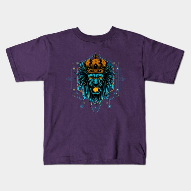 lion head crown Kids T-Shirt by Mako Design 